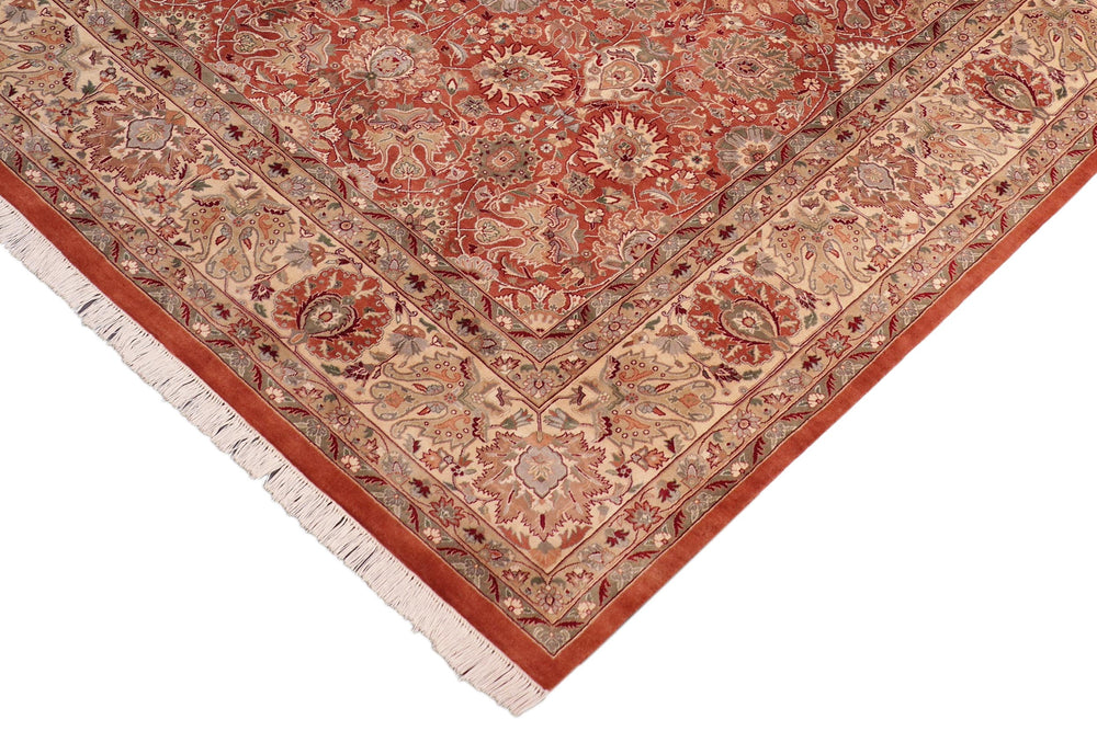 handmade Traditional Tabriz Rust Beige Hand Knotted RECTANGLE 100% WOOL area rug 8x10