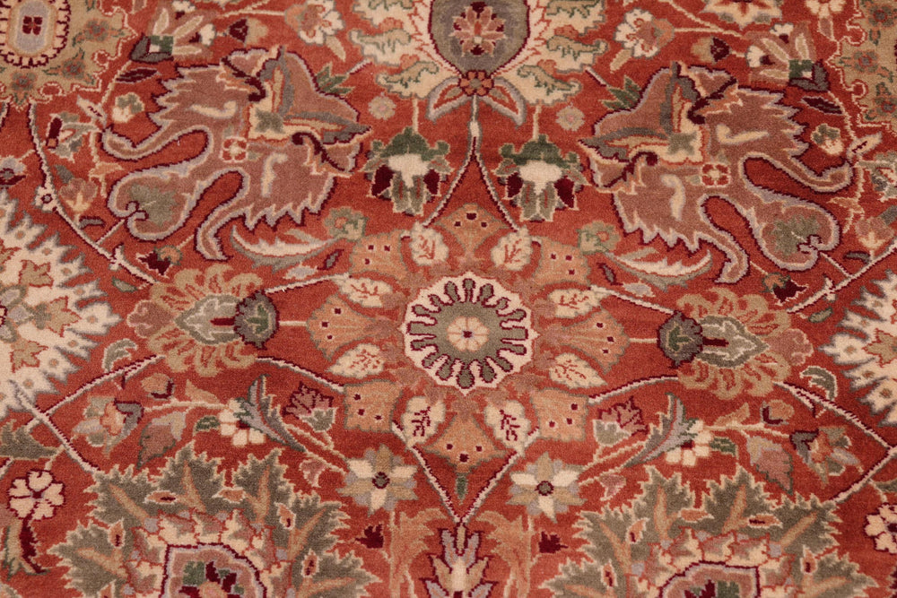 handmade Traditional Tabriz Rust Beige Hand Knotted RECTANGLE 100% WOOL area rug 8x10