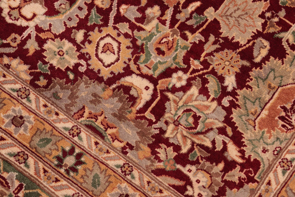 handmade Traditional Lahore Red Green Hand Knotted RECTANGLE 100% WOOL area rug 8x10