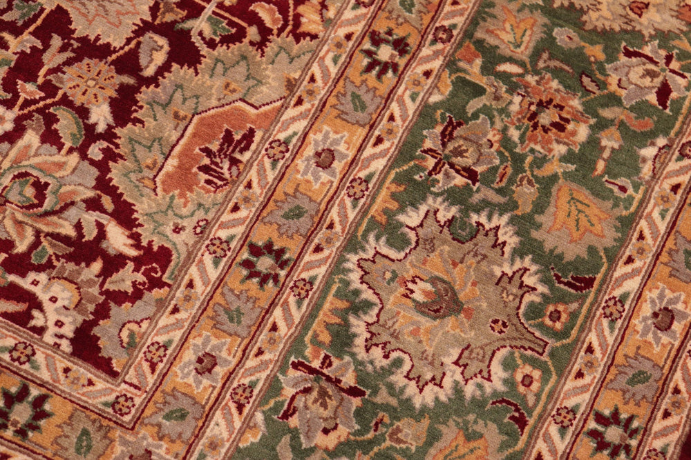 handmade Traditional Lahore Red Green Hand Knotted RECTANGLE 100% WOOL area rug 8x10