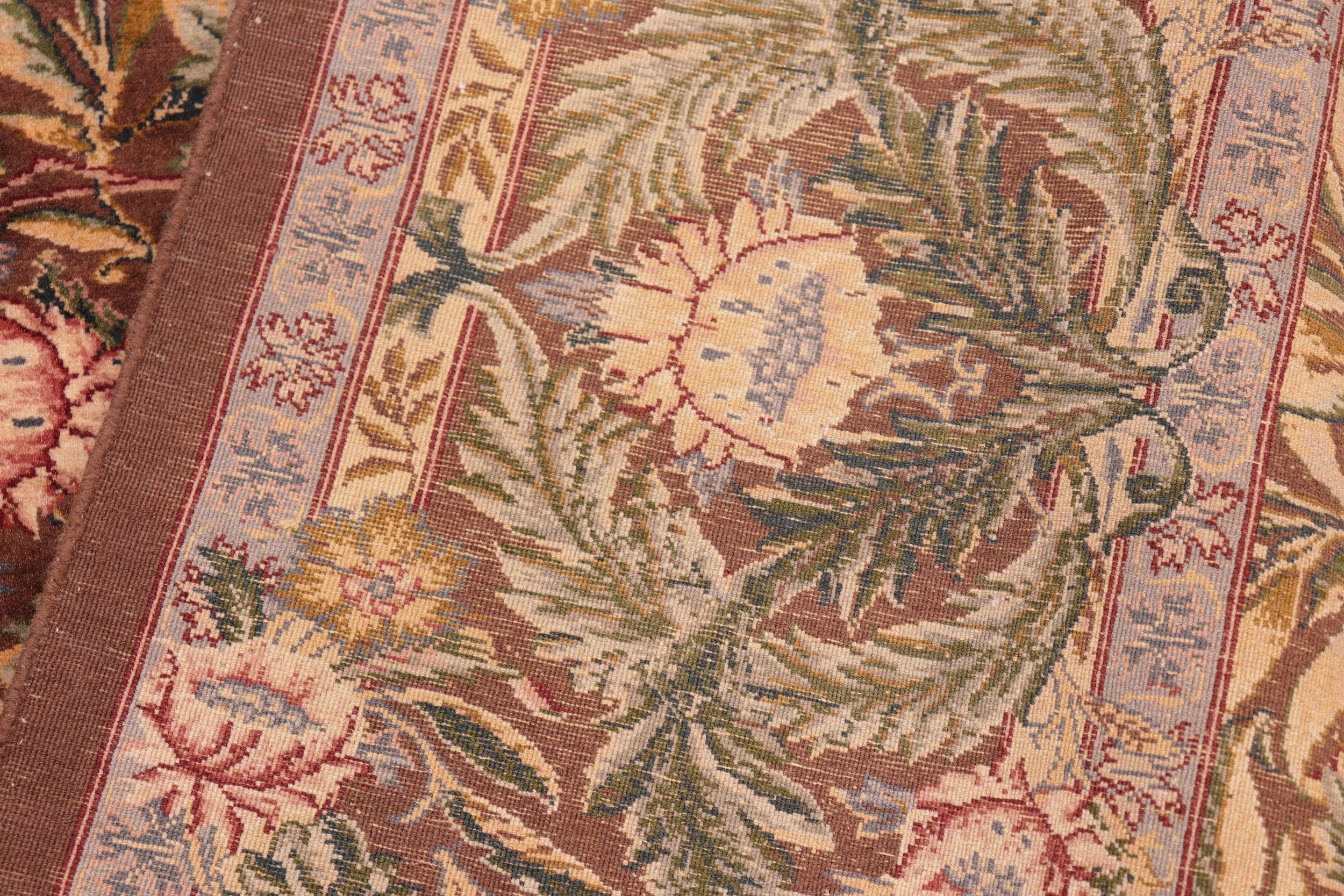 handmade Traditional Imran Brown Gold Hand Knotted RECTANGLE 100% WOOL area rug 8x9