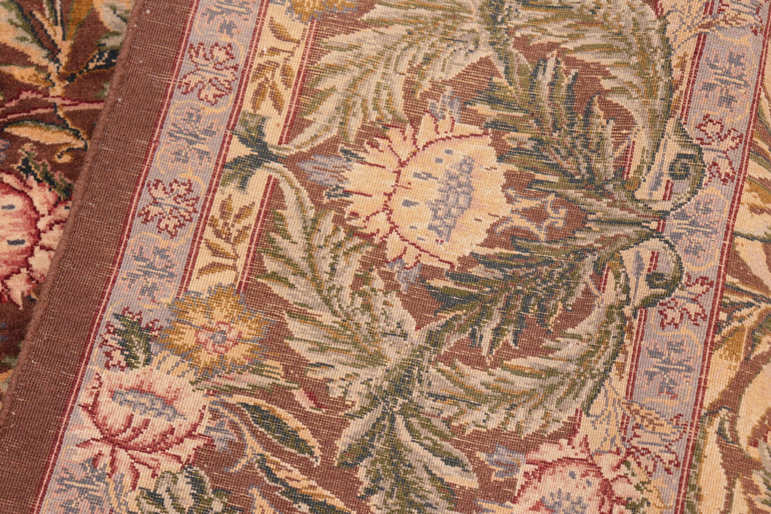 handmade Traditional Imran Brown Gold Hand Knotted RECTANGLE 100% WOOL area rug 8x9