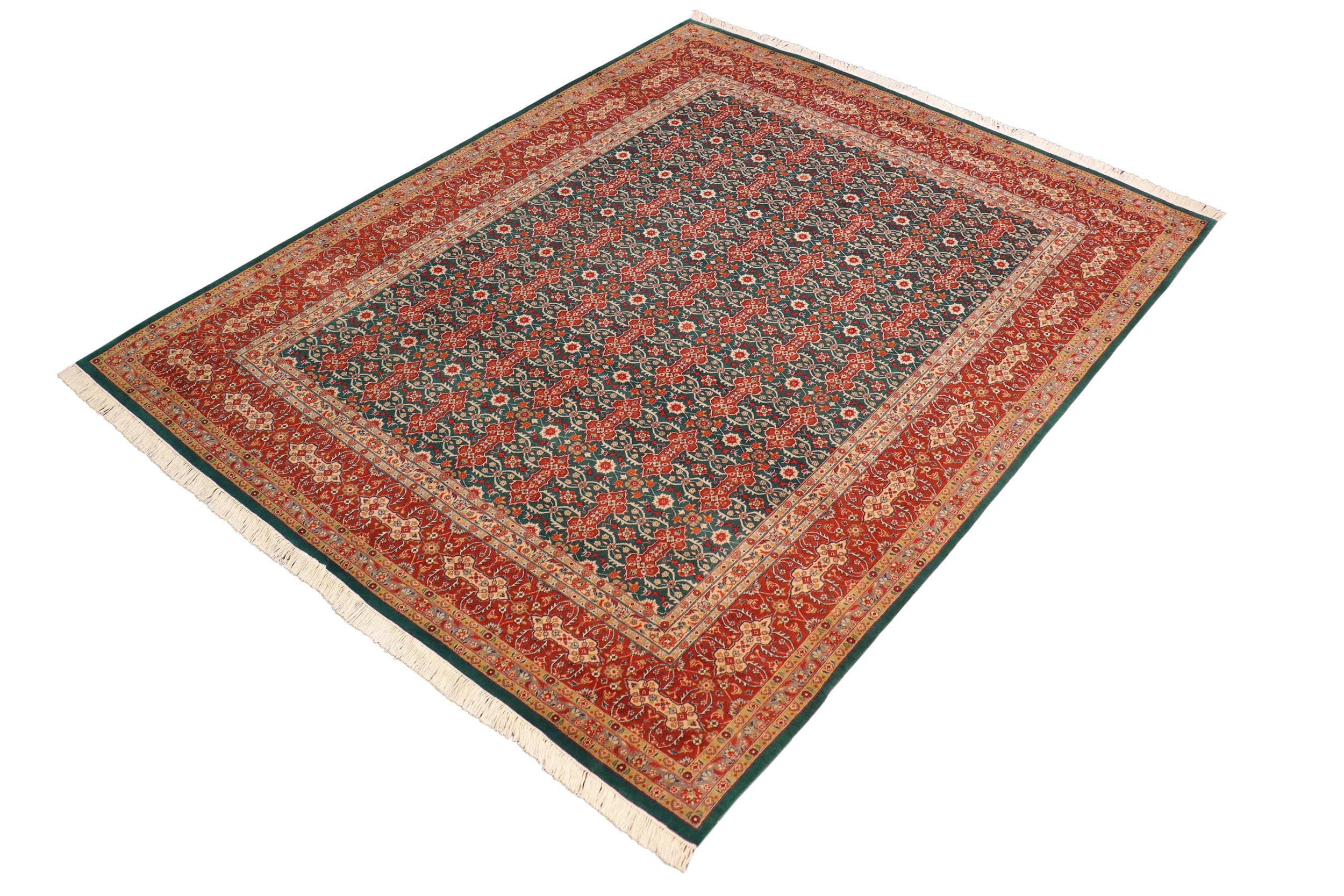 handmade Transitional  Green Rust Hand Knotted RECTANGLE 100% WOOL area rug 8x10