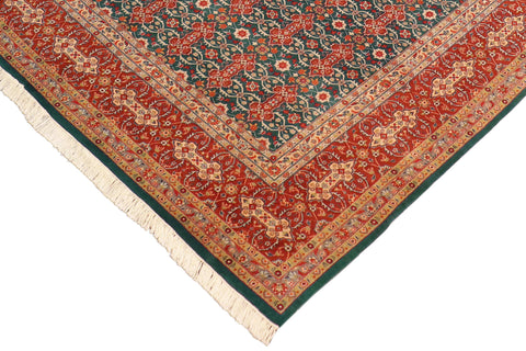 handmade Transitional  Green Rust Hand Knotted RECTANGLE 100% WOOL area rug 8x10