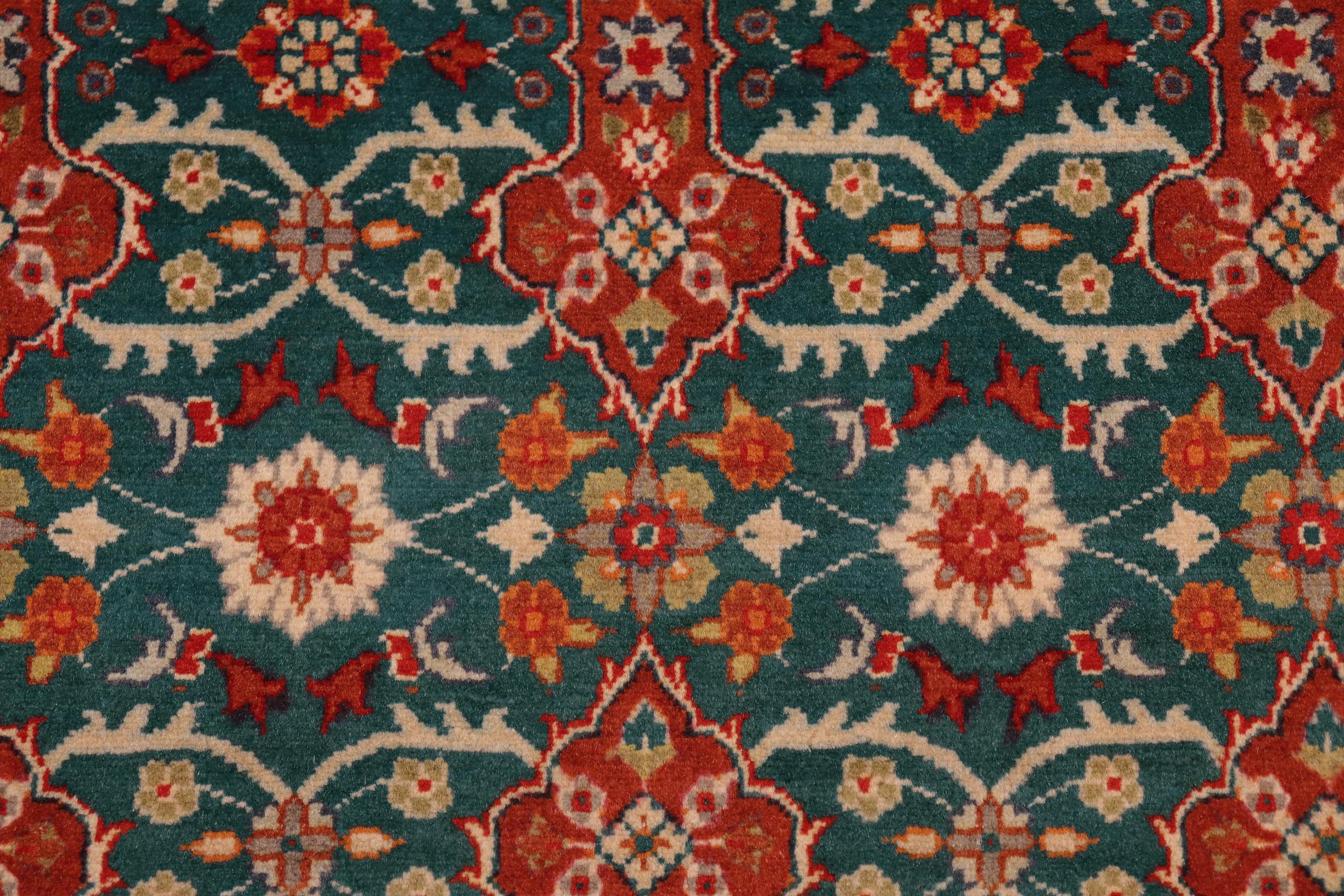 handmade Transitional  Green Rust Hand Knotted RECTANGLE 100% WOOL area rug 8x10