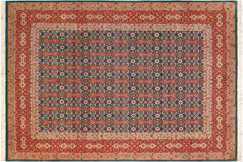 handmade Transitional  Green Rust Hand Knotted RECTANGLE 100% WOOL area rug 8x10