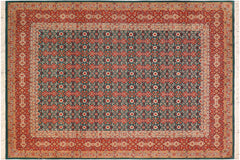 handmade Transitional  Green Rust Hand Knotted RECTANGLE 100% WOOL area rug 8x10