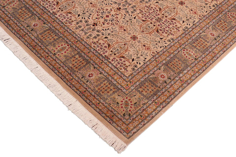 handmade Transitional Tabriz Tan Green Hand Knotted RECTANGLE 100% WOOL area rug 8x10