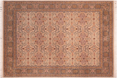 Tabriz Pak-Persian Karan Tan/Green Wool Rug - 8'3'' x 10'3''