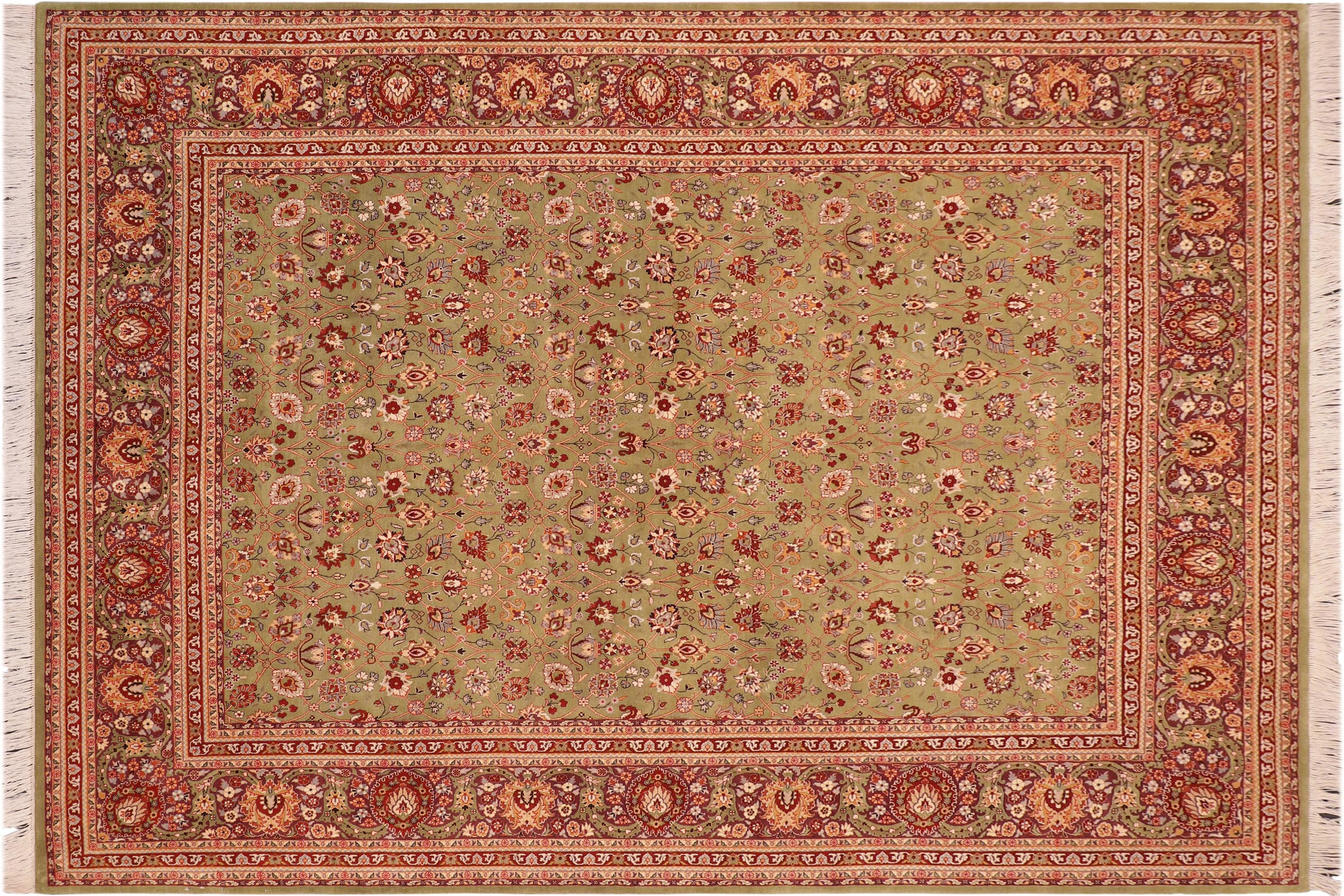 handmade Traditional Regular Green Aubergine Hand Knotted RECTANGLE 100% WOOL area rug 8x10