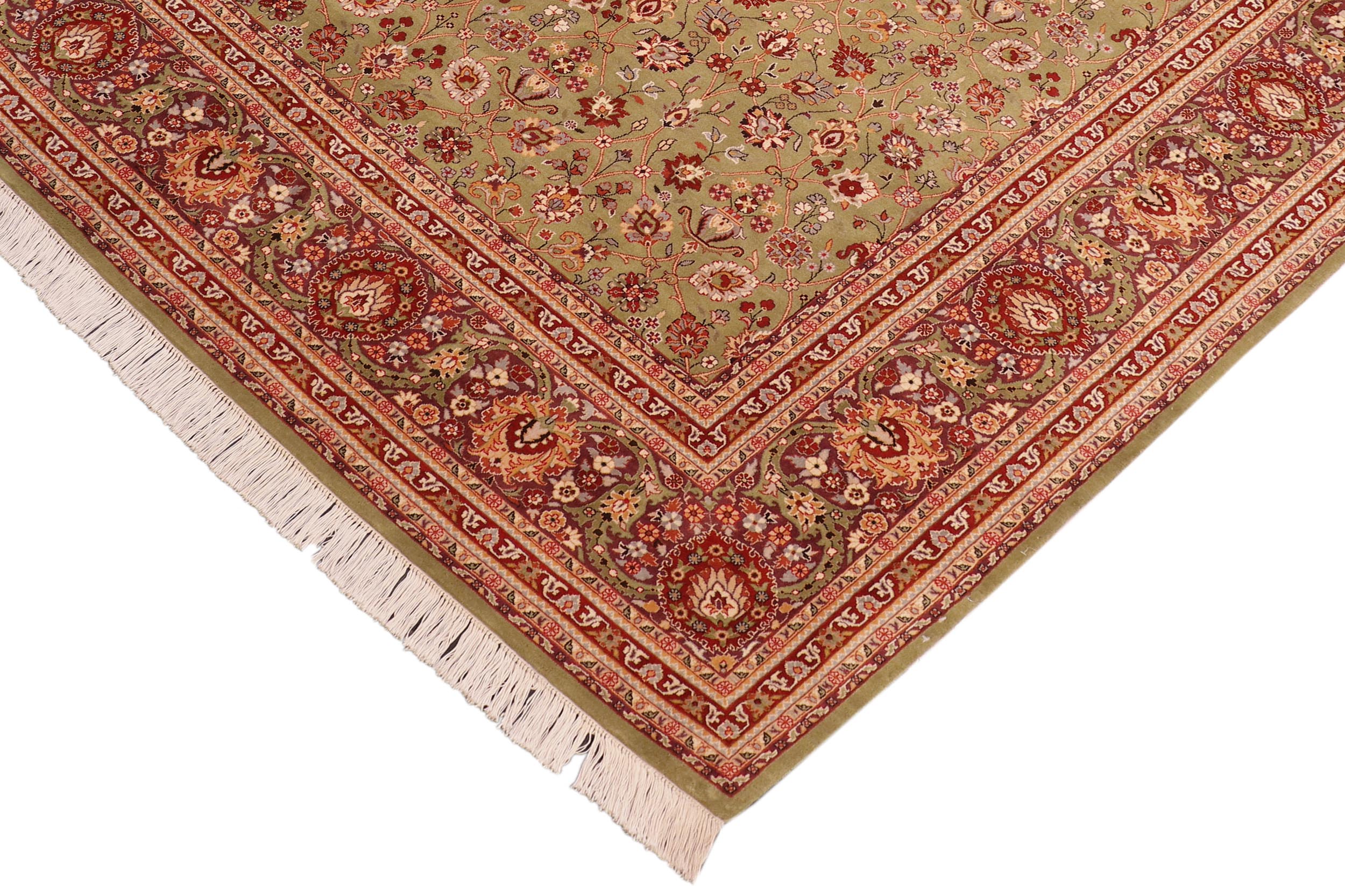 handmade Traditional Regular Green Aubergine Hand Knotted RECTANGLE 100% WOOL area rug 8x10
