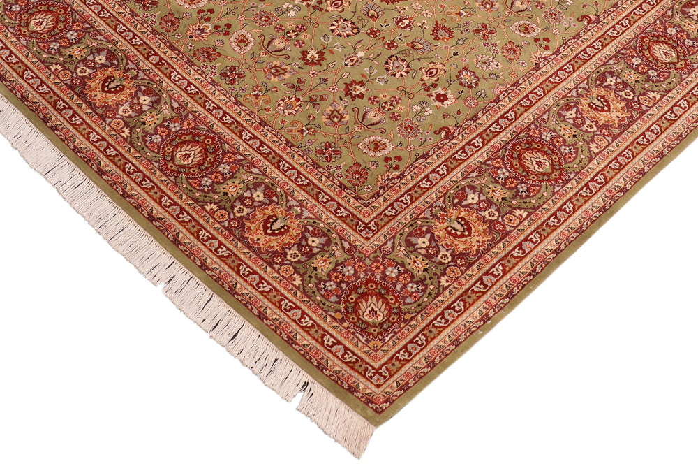 handmade Traditional Regular Green Aubergine Hand Knotted RECTANGLE 100% WOOL area rug 8x10
