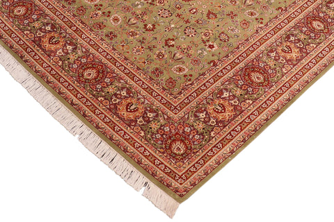 handmade Traditional Regular Green Aubergine Hand Knotted RECTANGLE 100% WOOL area rug 8x10