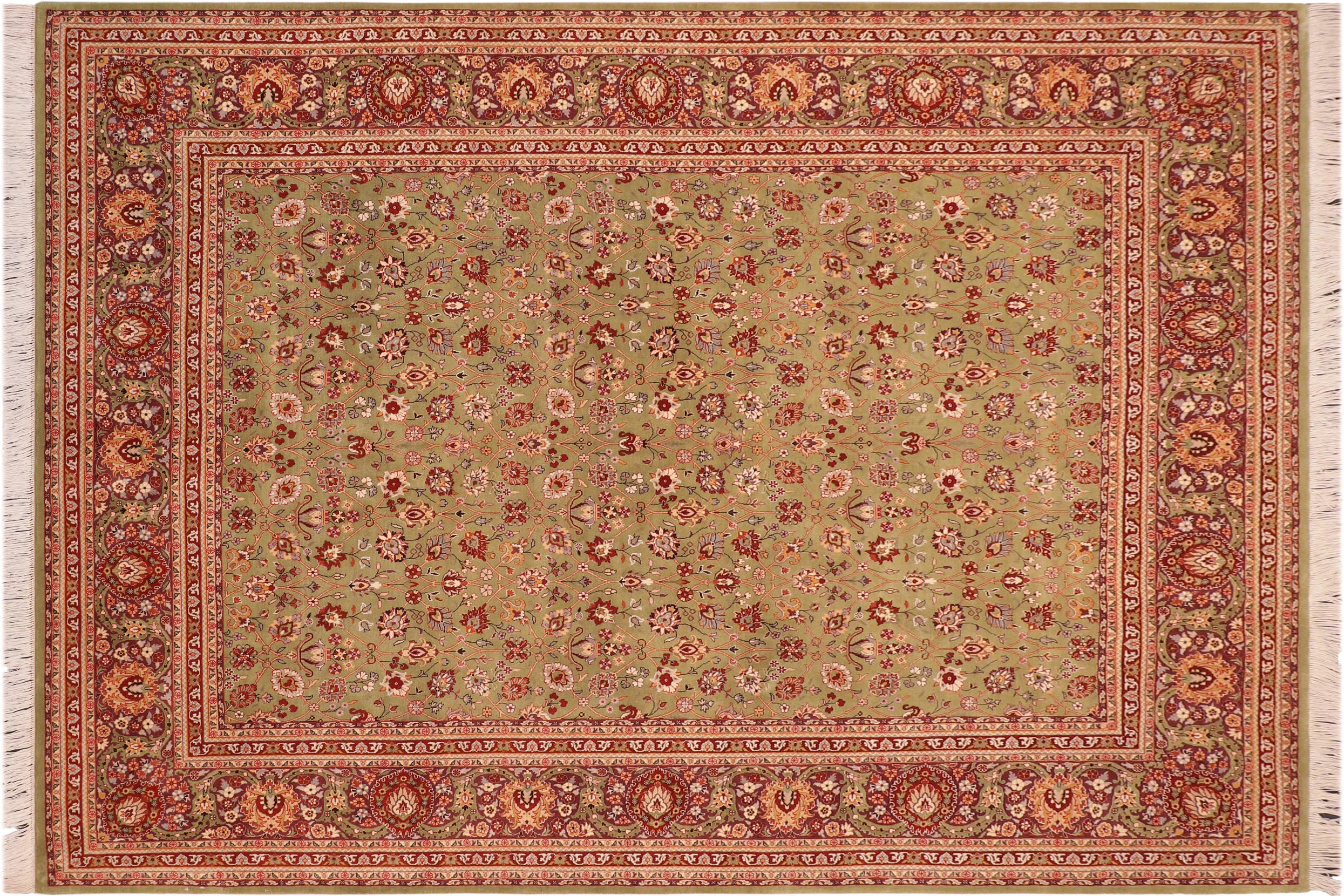 handmade Traditional Regular Green Aubergine Hand Knotted RECTANGLE 100% WOOL area rug 8x10