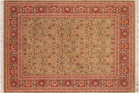 handmade Traditional Regular Green Aubergine Hand Knotted RECTANGLE 100% WOOL area rug 8x10