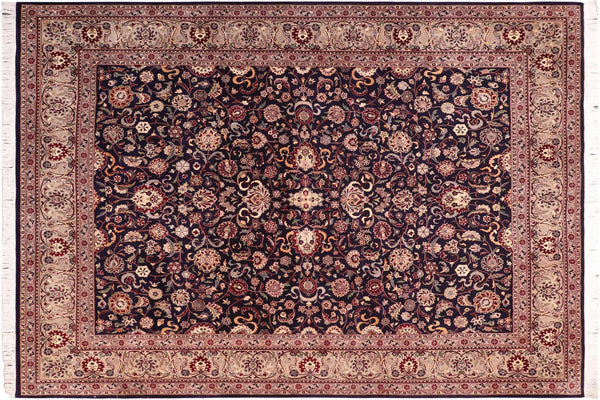 handmade Traditional Abasi Afsha Blue Gray Hand Knotted RECTANGLE 100% WOOL area rug 8x10