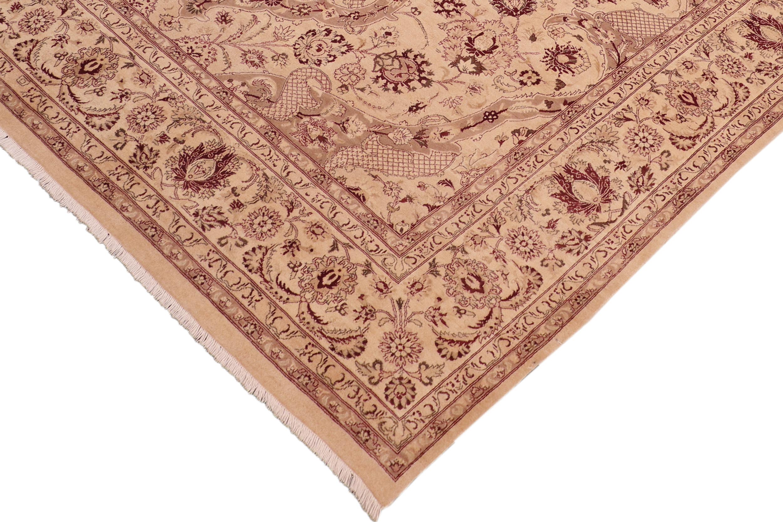 handmade Traditional Kirman Beige Brown Hand Knotted RECTANGLE 100% WOOL area rug 8x10