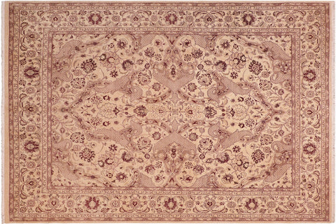 handmade Traditional Kirman Beige Brown Hand Knotted RECTANGLE 100% WOOL area rug 8x10