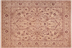 handmade Traditional Kirman Beige Brown Hand Knotted RECTANGLE 100% WOOL area rug 8x10