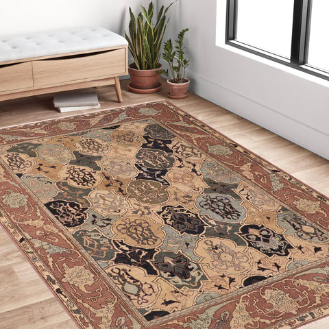 handmade Transitional Kafkaz Blue Brown Hand Knotted RECTANGLE 100% WOOL area rug 6' x 9'