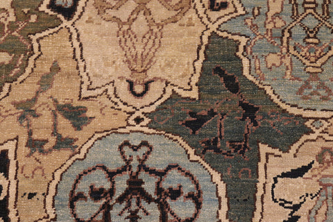 handmade Transitional Kafkaz Blue Brown Hand Knotted RECTANGLE 100% WOOL area rug 6' x 9'