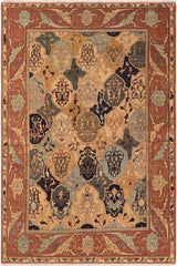 handmade Transitional Kafkaz Blue Brown Hand Knotted RECTANGLE 100% WOOL area rug 6 x 9