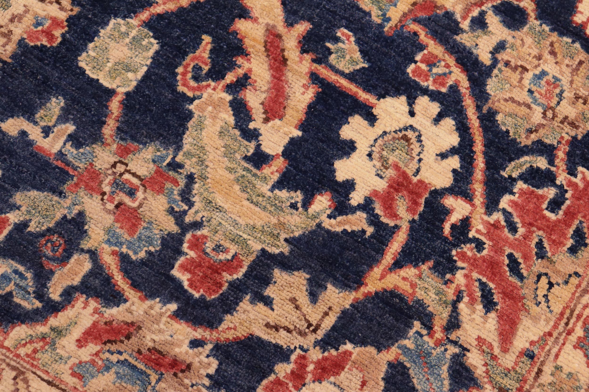 handmade Traditional Kafkaz Blue Red Hand Knotted RECTANGLE 100% WOOL area rug 6x9