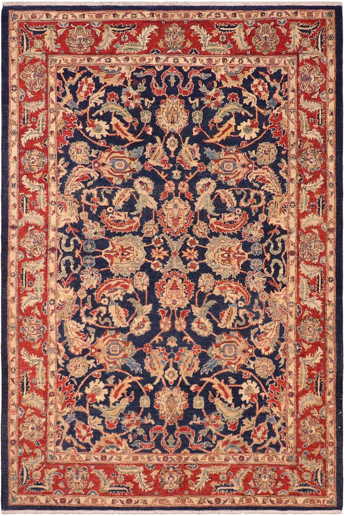 handmade Traditional Kafkaz Blue Red Hand Knotted RECTANGLE 100% WOOL area rug 6 x 9