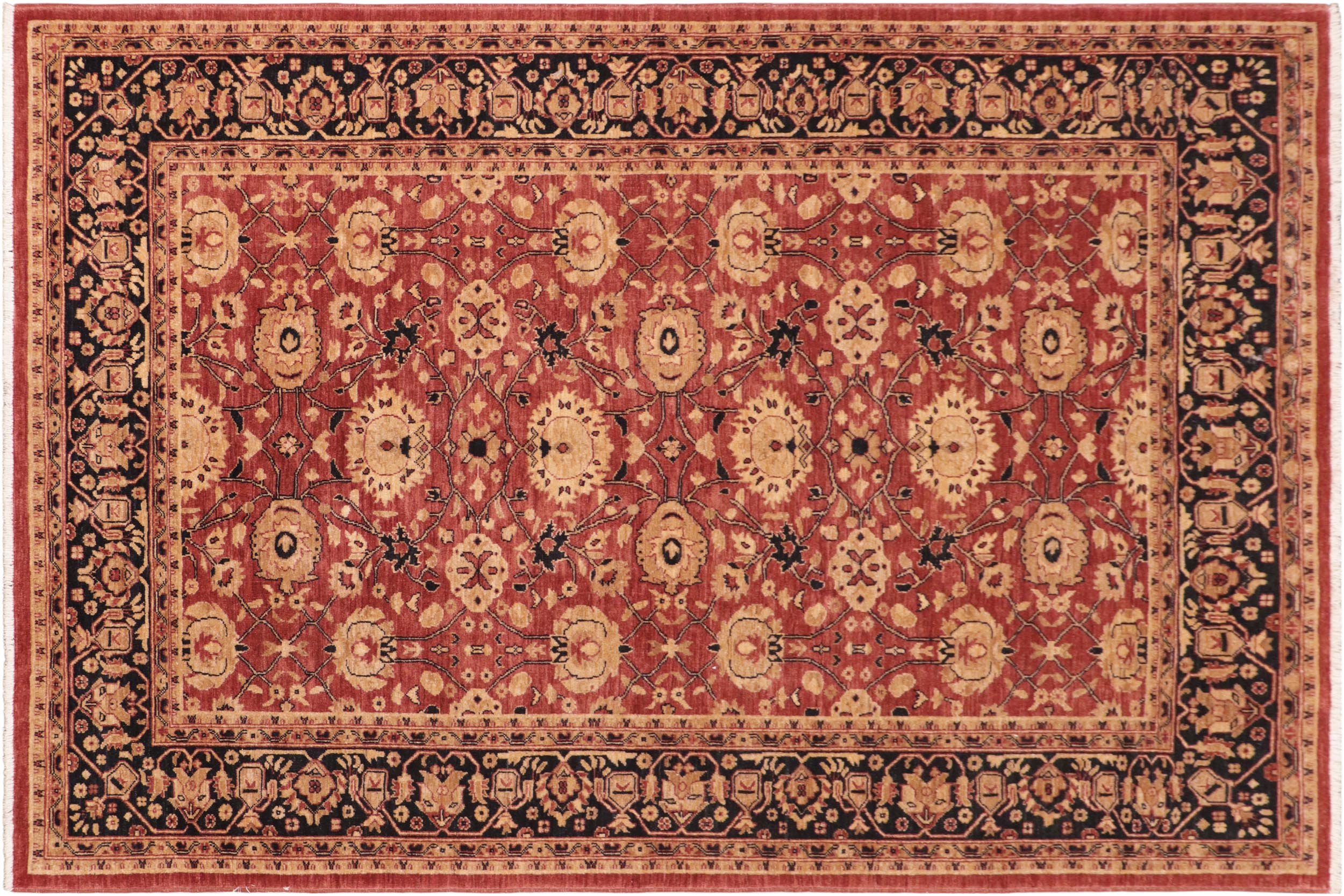 handmade Transitional Kafkaz Rust Blue Hand Knotted RECTANGLE 100% WOOL area rug 6' x 9'