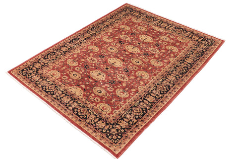 handmade Transitional Kafkaz Rust Blue Hand Knotted RECTANGLE 100% WOOL area rug 6' x 9'