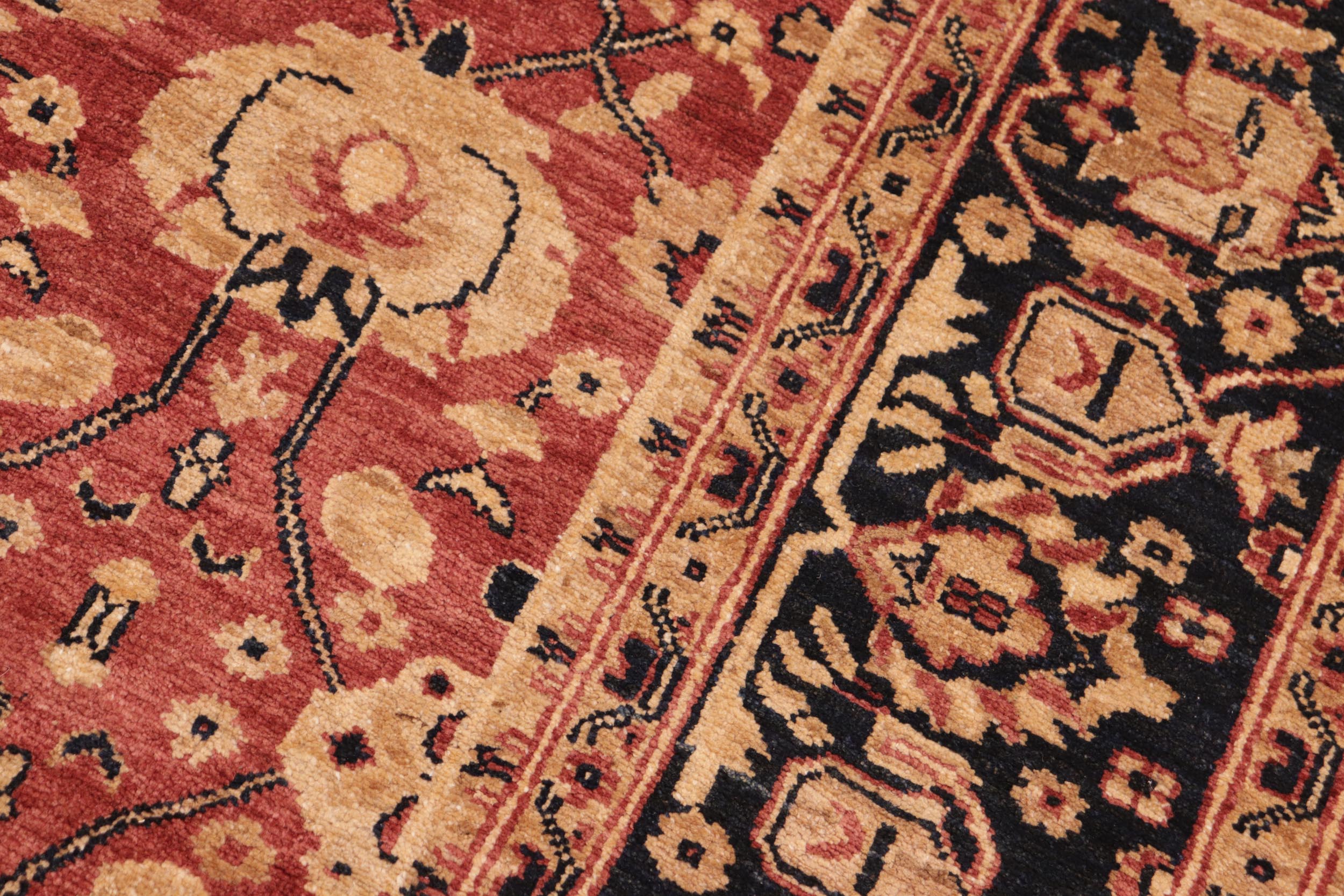 handmade Transitional Kafkaz Rust Blue Hand Knotted RECTANGLE 100% WOOL area rug 6' x 9'