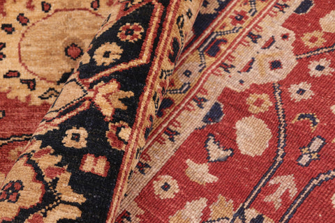 handmade Transitional Kafkaz Rust Blue Hand Knotted RECTANGLE 100% WOOL area rug 6' x 9'