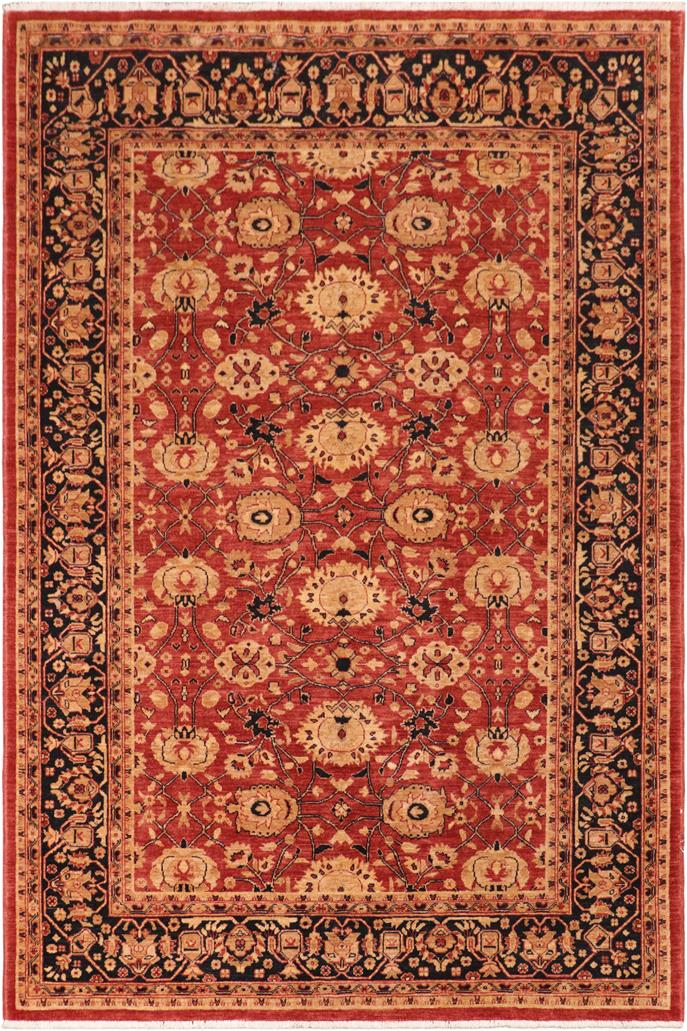 handmade Traditional Kafkaz Rust Blue Hand Knotted RECTANGLE 100% WOOL area rug 6 x 9