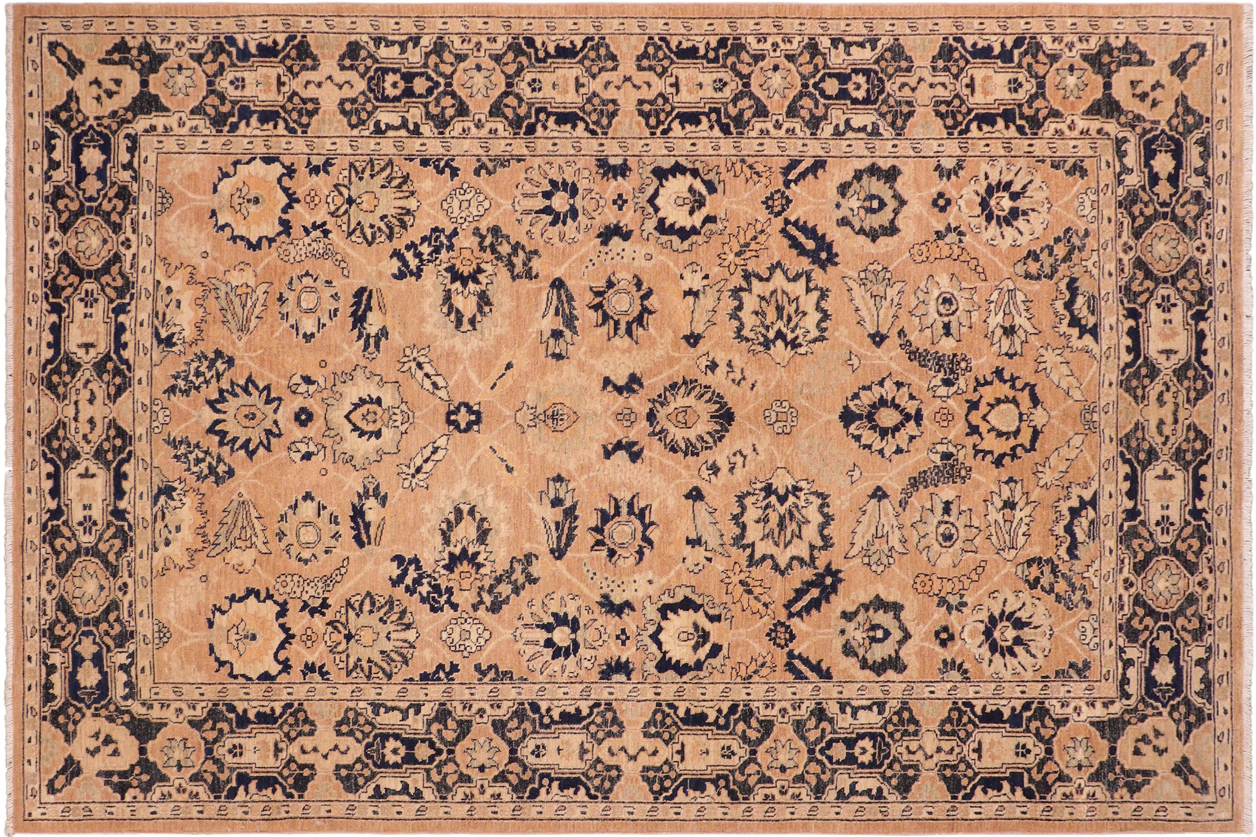 handmade Traditional Kafkaz Rose Blue Hand Knotted RECTANGLE 100% WOOL area rug 6x9