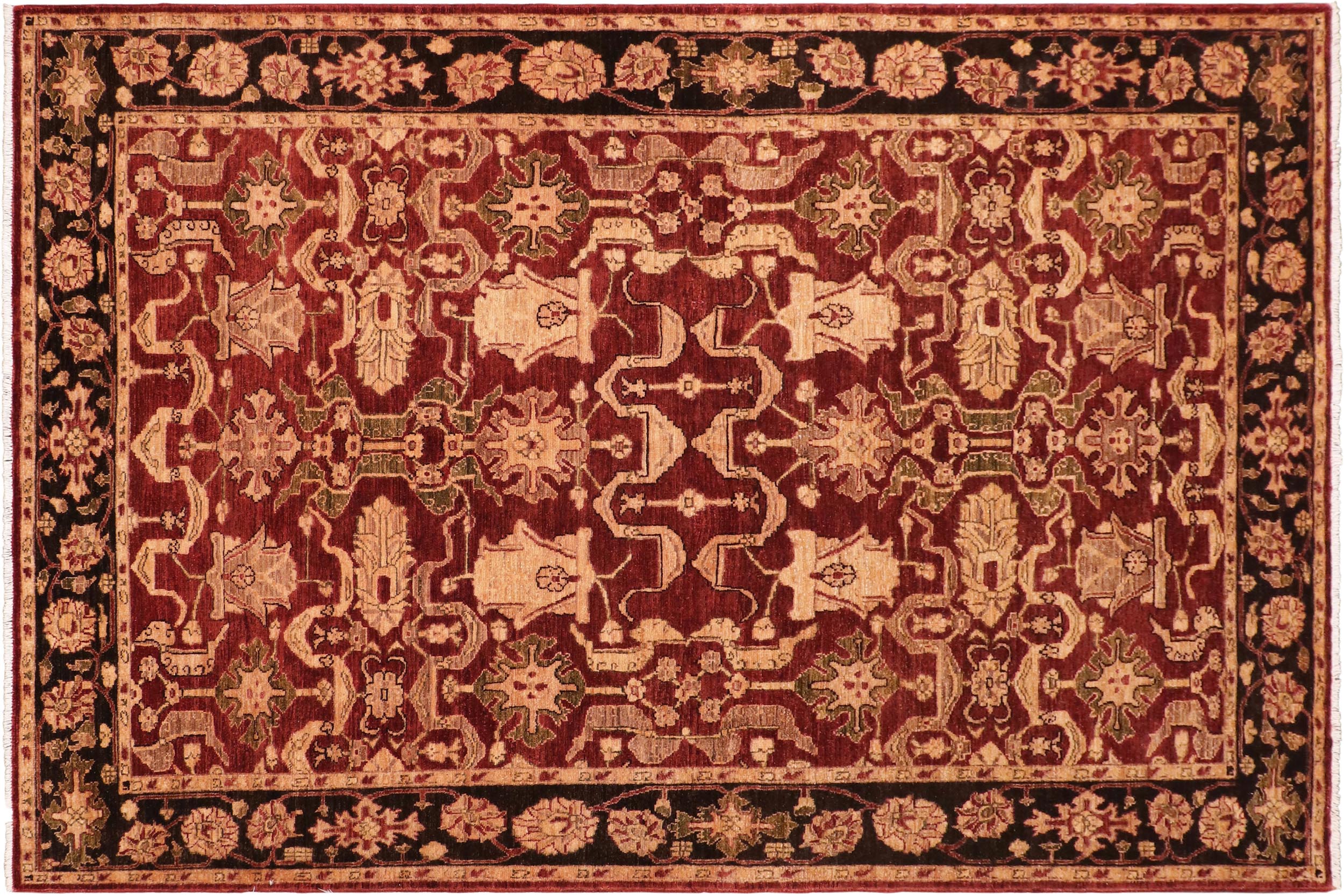 handmade Traditional Kafkaz Red Black Hand Knotted RECTANGLE 100% WOOL area rug 6x9