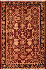 handmade Traditional Kafkaz Red Black Hand Knotted RECTANGLE 100% WOOL area rug 6 x 9