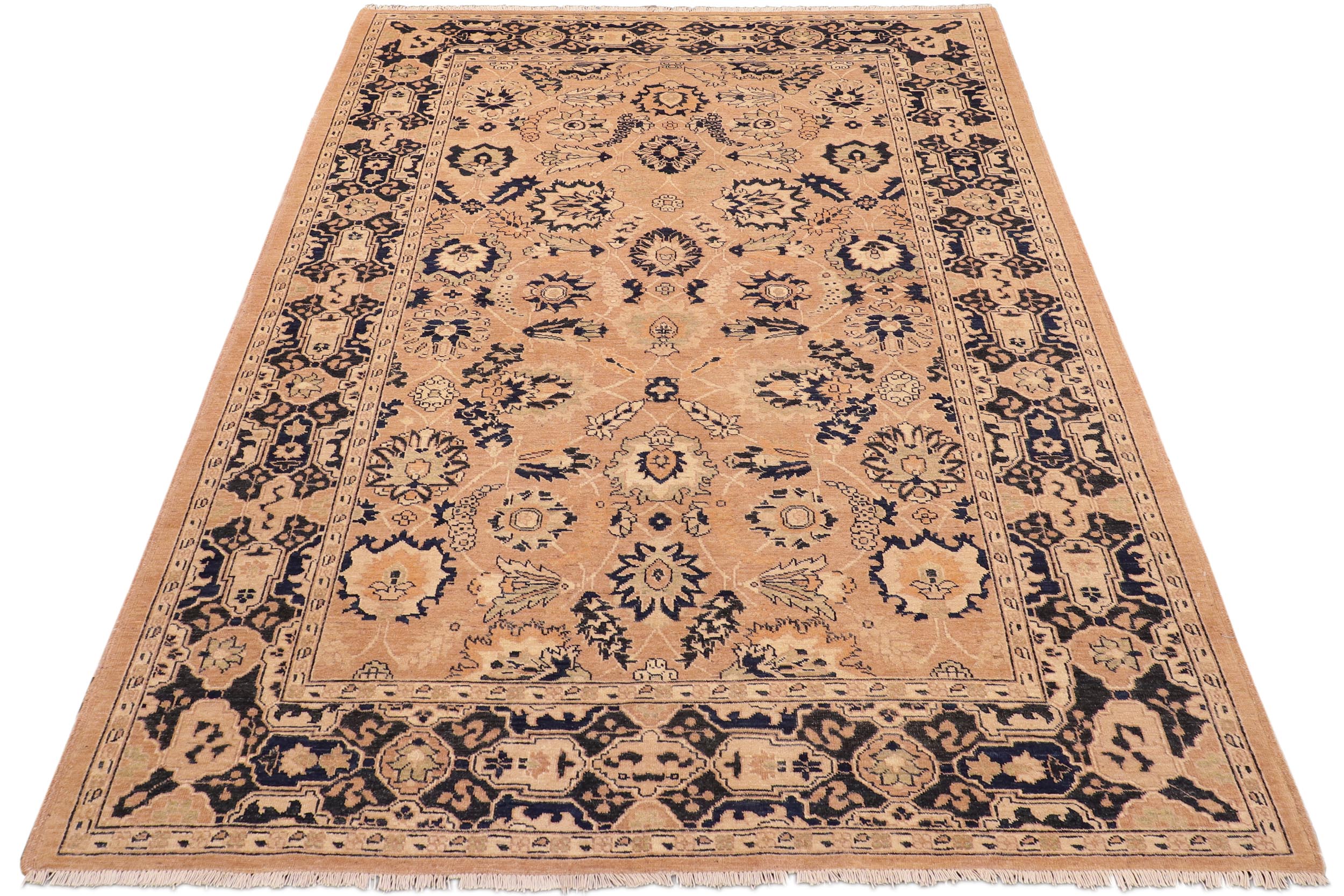 handmade Traditional Kafkaz Rose Blue Hand Knotted RECTANGLE 100% WOOL area rug 6x9