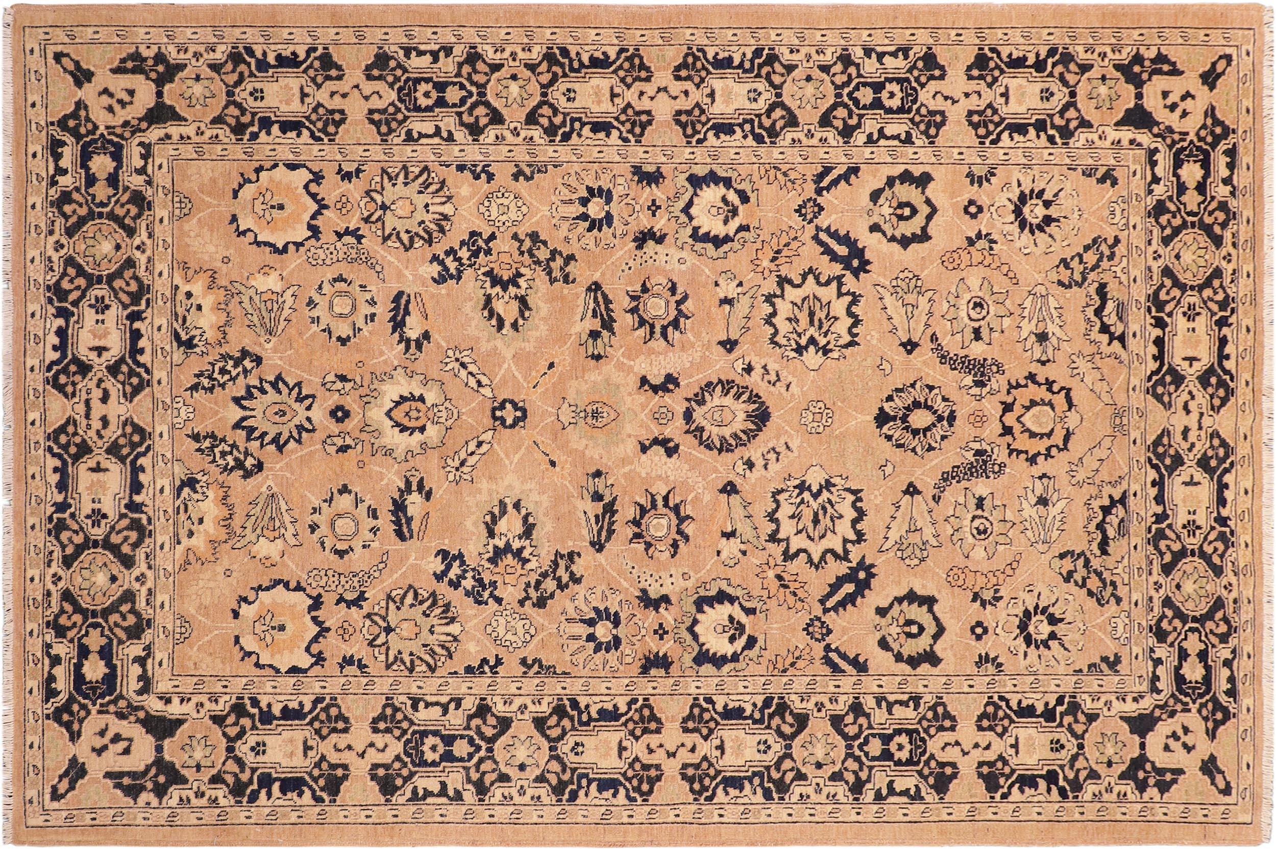 handmade Traditional Kafkaz Rose Blue Hand Knotted RECTANGLE 100% WOOL area rug 6x9