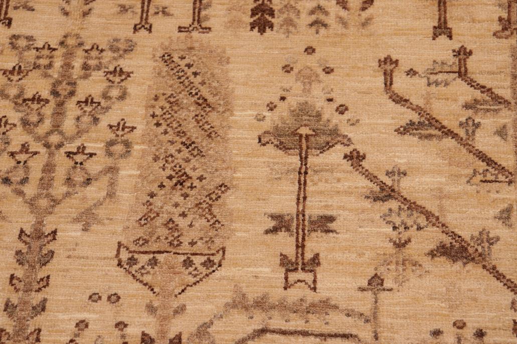 handmade Transitional Kafkaz Beige Brown Hand Knotted RECTANGLE 100% WOOL area rug 6 x 9