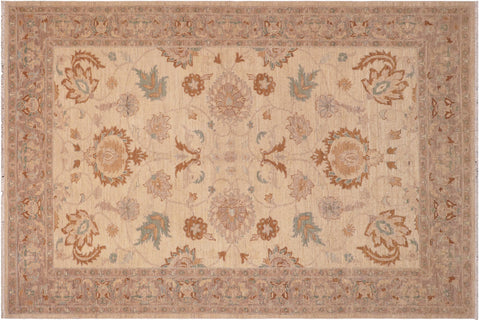 handmade Traditional Kafkaz Ivory Lt. Brown Hand Knotted RECTANGLE 100% WOOL area rug 6x9