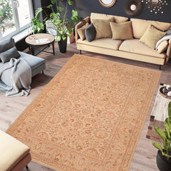 handmade Transitional Kafkaz Beige Tan Hand Knotted RECTANGLE 100% WOOL area rug 6 x 9