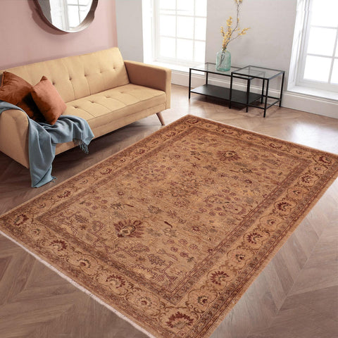 handmade Traditional Kafkaz Gray Tan Hand Knotted RECTANGLE 100% WOOL area rug 6x9