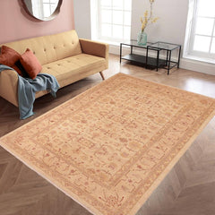 handmade Transitional Kafkaz Beige Tan Hand Knotted RECTANGLE 100% WOOL area rug 6 x 9