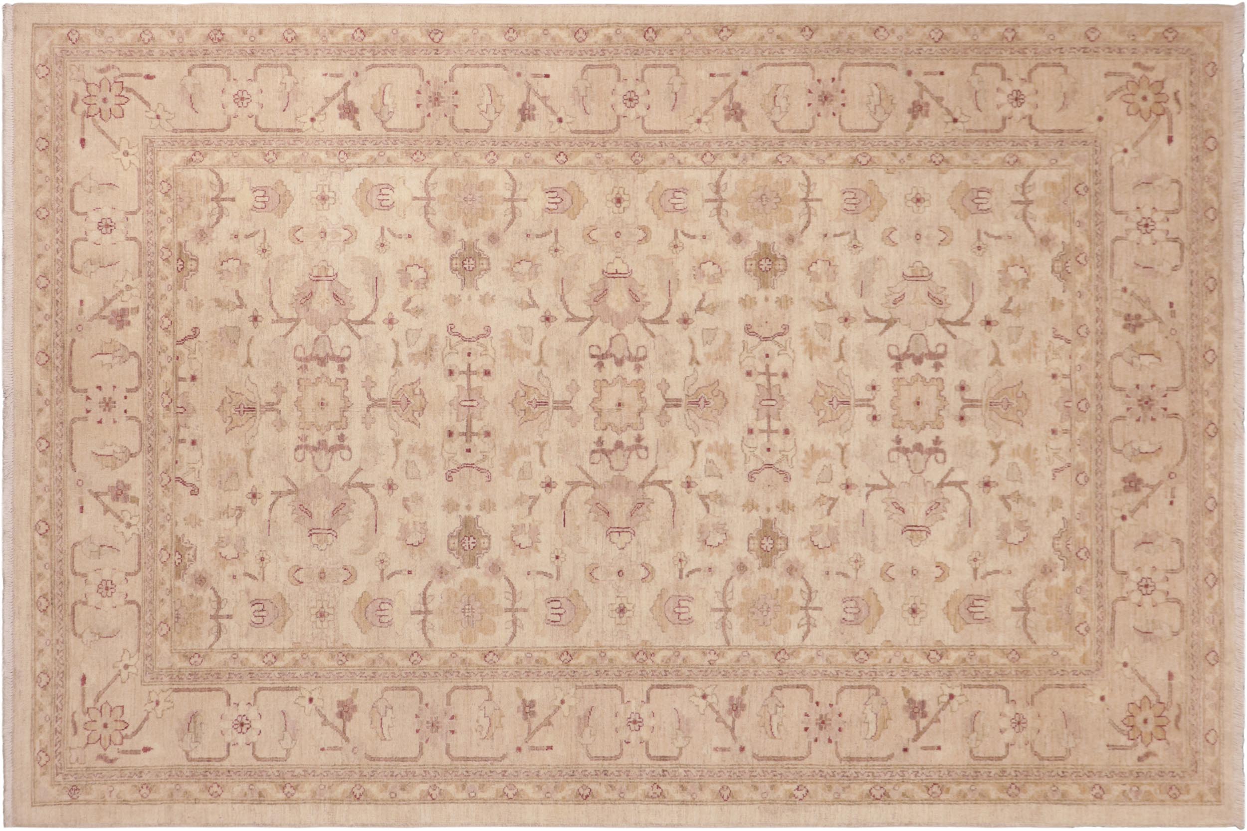 handmade Traditional Kafkaz Beige Tan Hand Knotted RECTANGLE 100% WOOL area rug 6x9