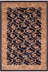handmade Transitional Kafkaz Blue Tan Hand Knotted RECTANGLE 100% WOOL area rug 6 x 9