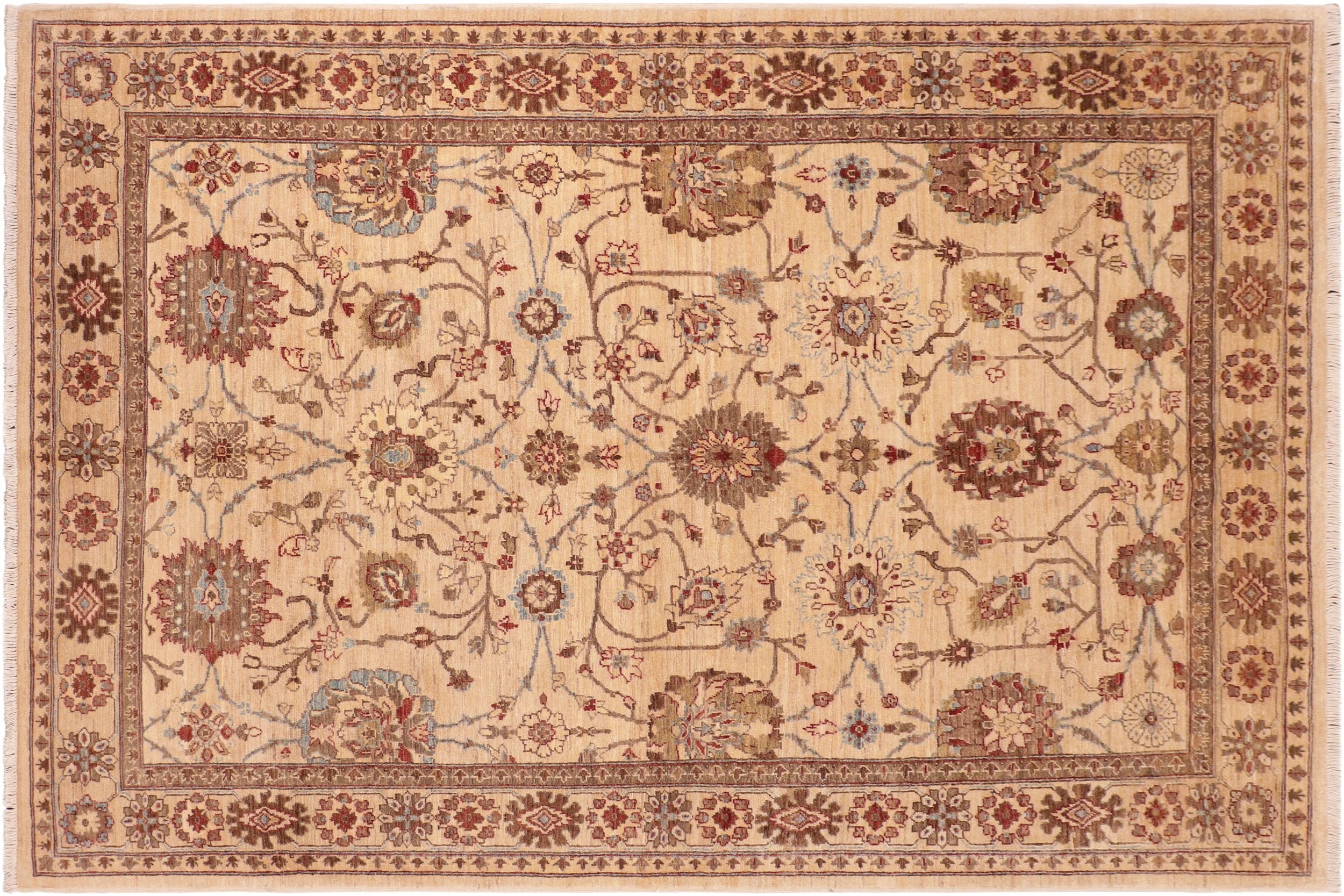 handmade Traditional Kafkaz Beige Brown Hand Knotted RECTANGLE 100% WOOL area rug 6x9