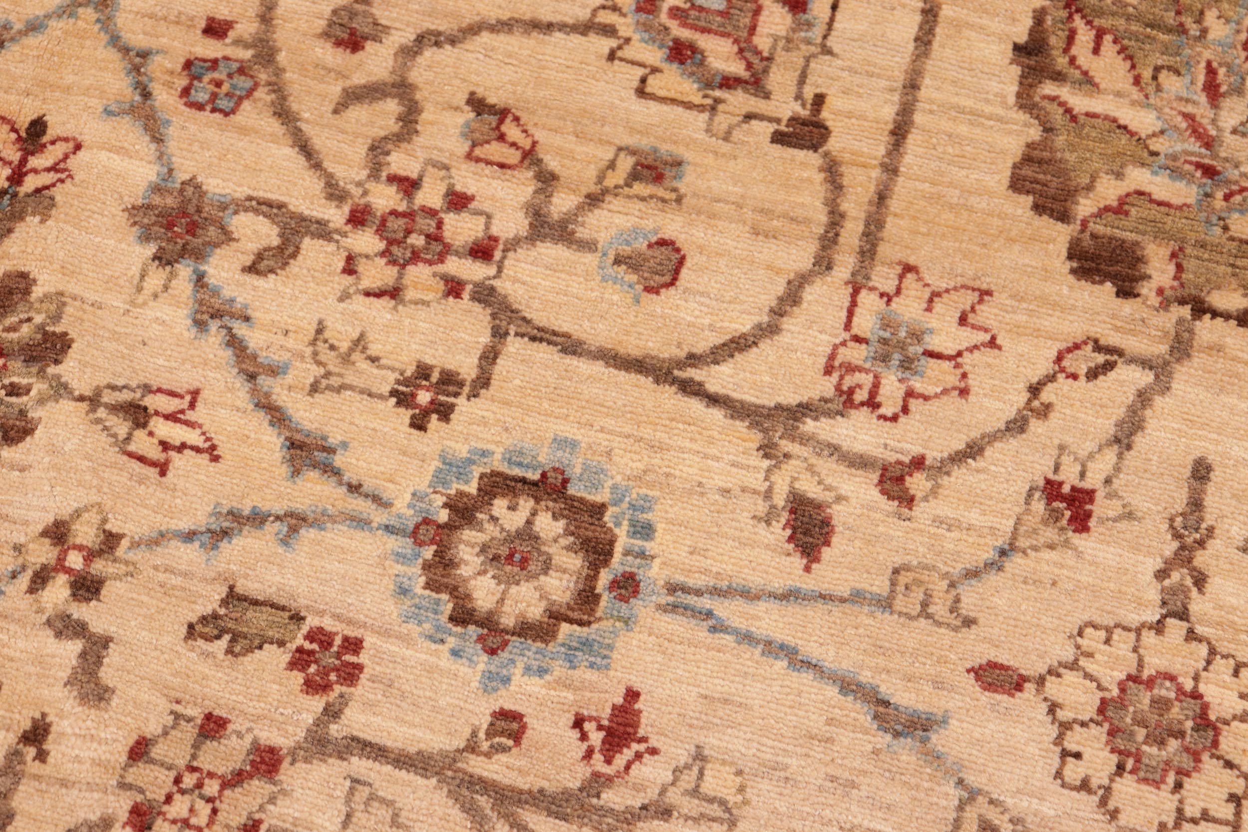 handmade Traditional Kafkaz Beige Brown Hand Knotted RECTANGLE 100% WOOL area rug 6x9