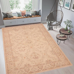 handmade Transitional Kafkaz Beige Brown Hand Knotted RECTANGLE 100% WOOL area rug 6 x 9