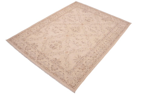 handmade Transitional Kafkaz Beige Brown Hand Knotted RECTANGLE 100% WOOL area rug 6' x 9'