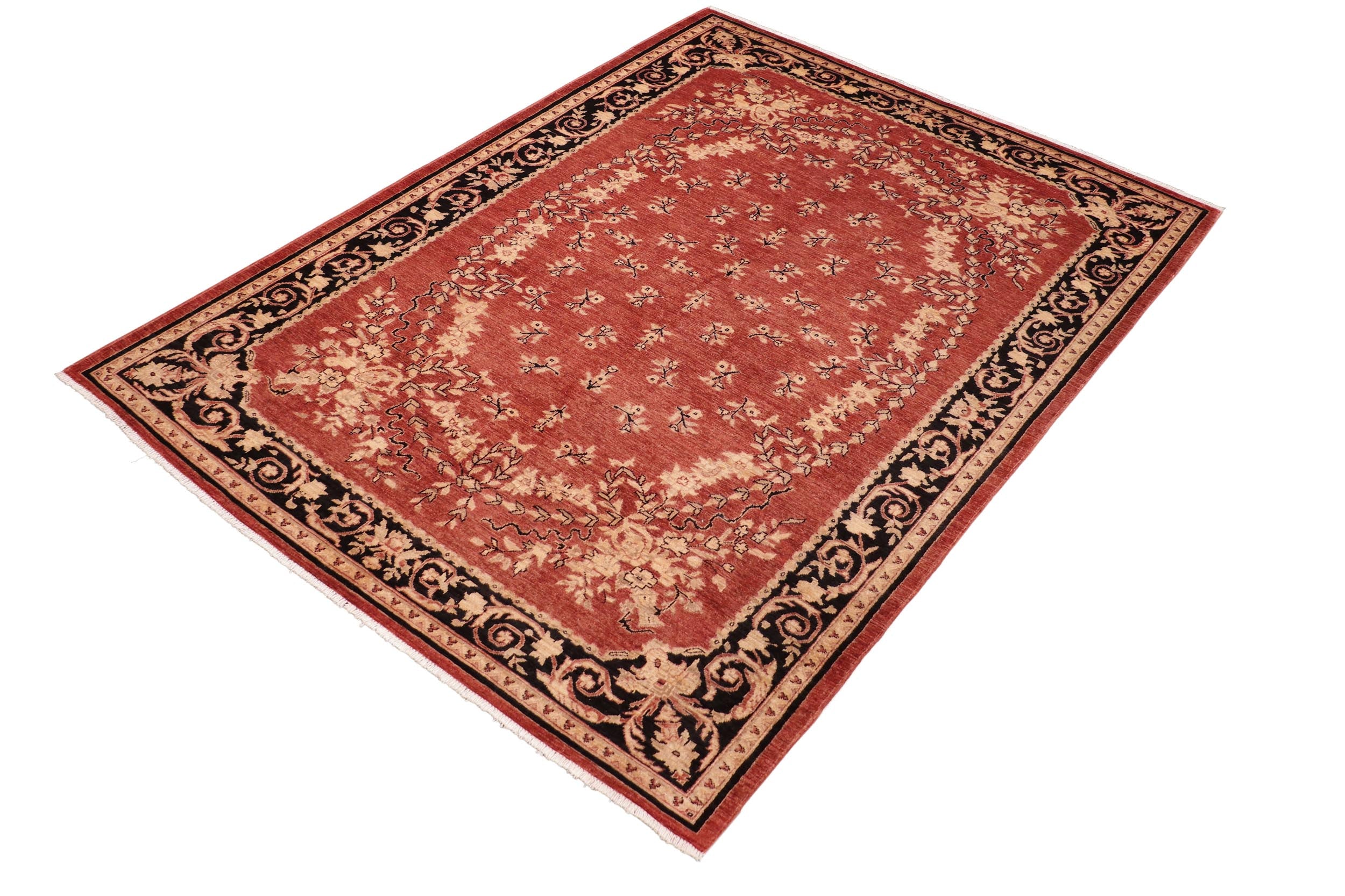 handmade Transitional Kafkaz Red Black Hand Knotted RECTANGLE 100% WOOL area rug 6' x 9'